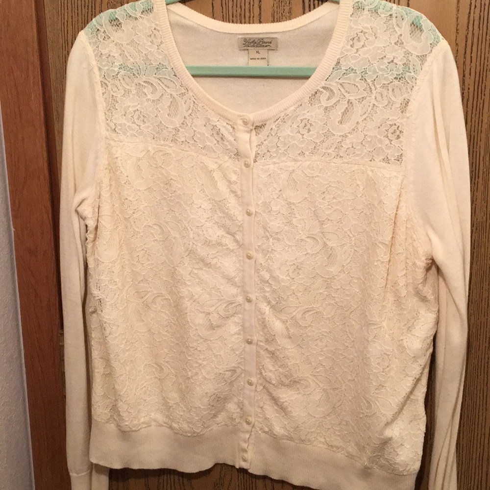 Lucky Brand XL Cream Lace sweater cardigan